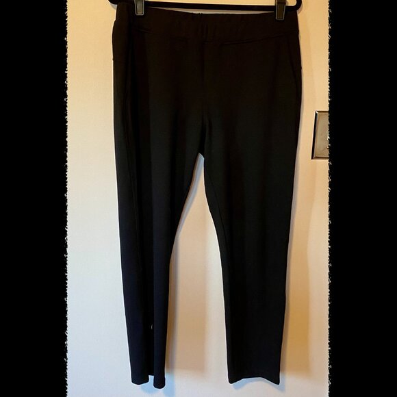 Saint + Sofia US 12 / 28" Inseam Finsbury Pant Black Easy Relaxed Tapered Leg - Picture 2 of 7